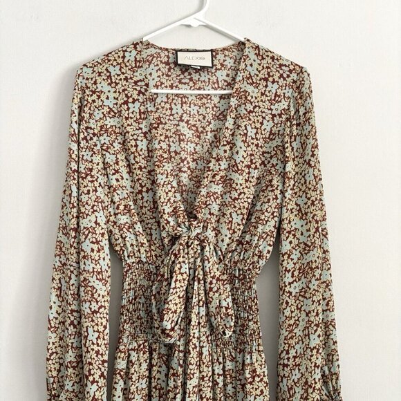 ALEXIS Esperanza Green Floral Crepe Jumpsuit Women’s XS Long Sleeve Wide Leg - Picture 3 of 10